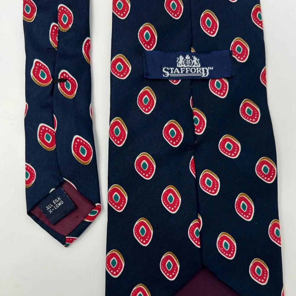 Stafford Silk Men’s‎ Neck Tie, 66 inch, X-Long, red, blue, abstract, circle, dot